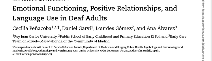 In Emotional functioning, positive relationships, and language use in deaf adults, Penacoba et al. found that deaf people in general were more so lonely (alexithymia) than hearing people, but signing deaf people were the loneliest of all with no positive relationships at all. Poo