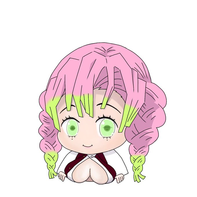 ガチャ神さんがTwitterに投稿した甘露寺蜜璃(鬼滅の刃)のイラスト。