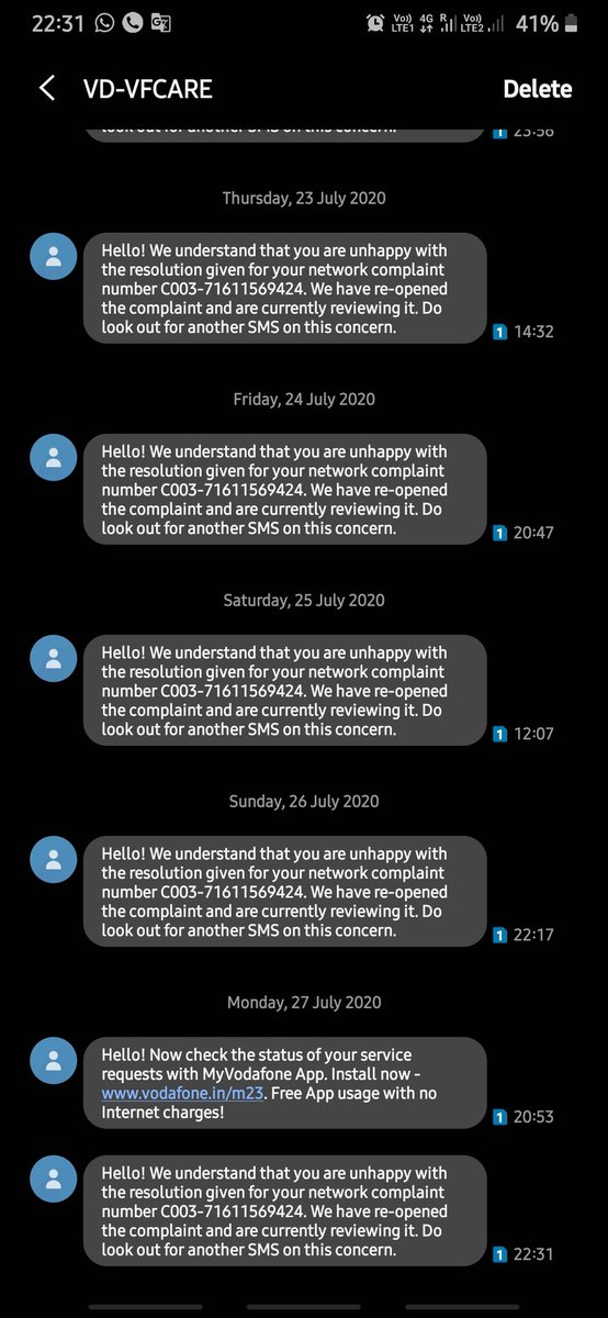 Awesh_4u's tweet photo. @VodafoneIN @VodafoneIN have always tried to reopen Complaints as per snap but no use Vodafone manipulate system to close customers Complaints without resolution u can check complain is open and there is no update in system as status is close https://t.co/GSHspTrcGU