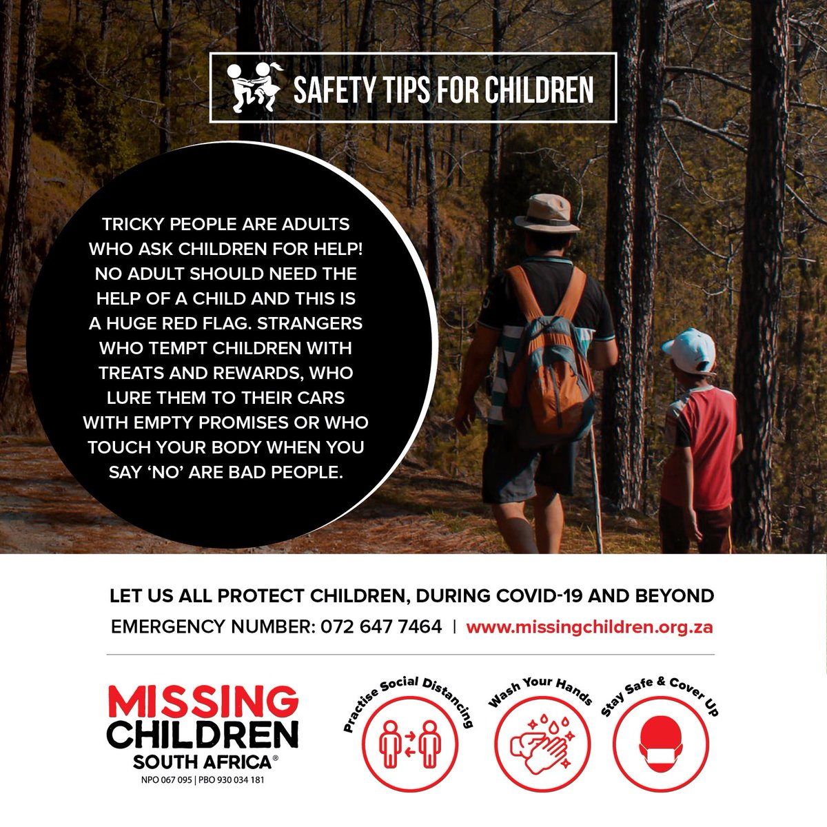 072MISSING's tweet image. #MCSASafetyTipsForChildren • Tricky people are adults who ask children for help! No adult should need the help of a child! This is a huge red flag 🚩 Strangers who tempt children with treats, or lure them to their cars or who touch your body when you say ‘no’ are bad people!