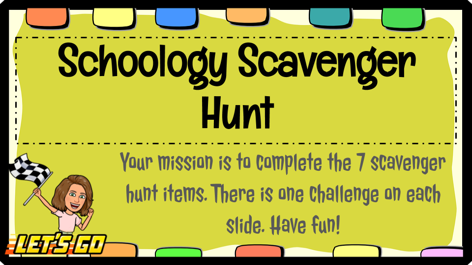 AMAYAzing_T3's tweet photo. 🌟🤩Get students familiar navigating @Schoology with a Schoology Scavenger Hunt! 
➡️https://t.co/JVRdfDRDJb
@KleinDigiLearn @KuehnleKISD @HasslerKISD @Cohens_Class @Mrs_Ski_KISD @jmanzanoprado #LearnFromHome #teachfromhome #SchoologyAMB #fAMBily #edutwitter https://t.co/IkI9pOraPo
