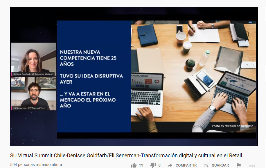 Hoy en nuestra última sesión en este Ciclo de Charlas de #SingularityUSummit, somos mas de 500 conectados para escuchar a Denisse Goldfarb es Chief People Officer de Walmart Chile y Eli Senerman es Chief Digital Officer de Walmart Chile
#retail #transformacion #innovacion #futuro