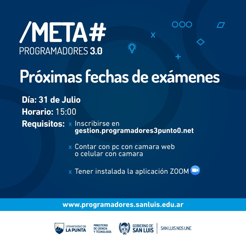 ULPSanLuis's tweet photo. El viernes 31 de julio rinden examen los Meta Programadores

Los programadores que culminaron en la plataforma pueden acceder al examen de certificación de forma online.

Más Info ➡️ https://t.co/VF6WJq9z6l 

#SanLui4.0
#MetaProgramadores
#ULP https://t.co/uUkFwmi9zB