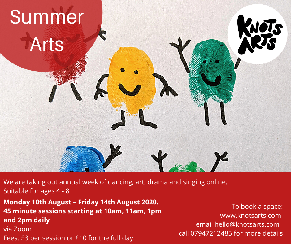 KnotsArts's tweet photo. We're taking summer arts online this summer, join us for lots of mini creative adventures for children aged 4+! https://t.co/lu1108zQY0 https://t.co/VAJn42RCh9
