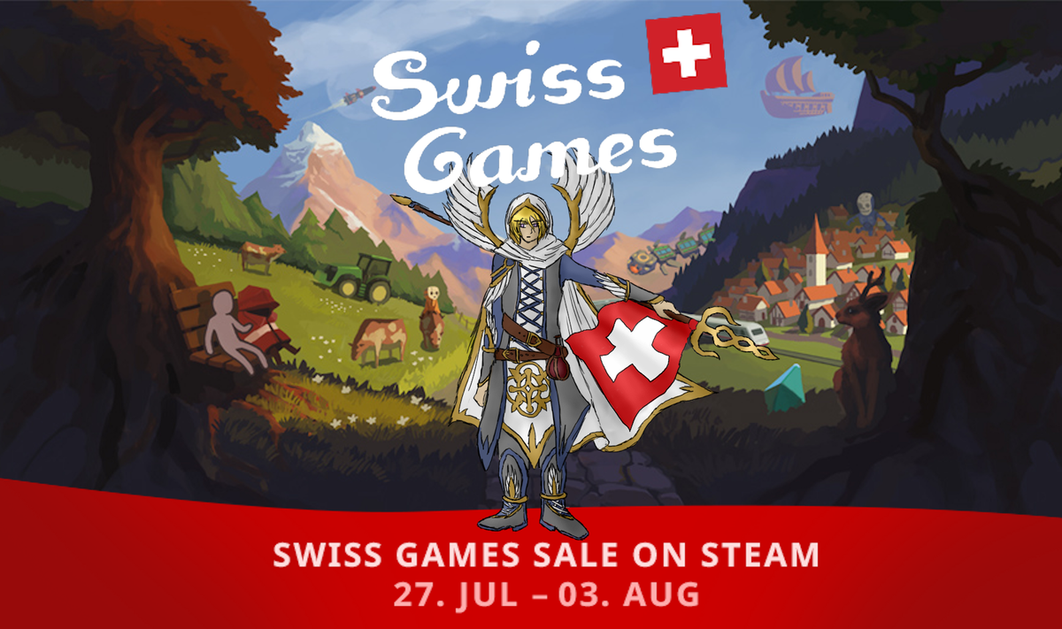 CendricGame's tweet photo. To celebrate Switzerland's anniversary, there's a huge sale going on on Steam, starting today, featuring a lot of amazing games made in Switzerland. Go check them out!

https://t.co/y04anXqJLd

Schwiizer Spili sind super! 🍫🧀

#SwissGameSale 🇨🇭 https://t.co/CG2paL0v4Q