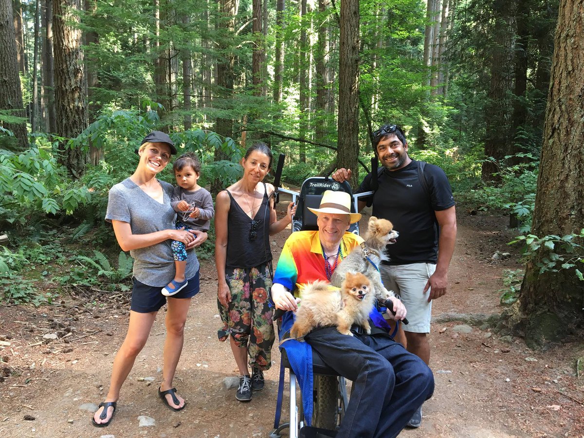 sam_sullivan's tweet photo. Fond memories of meeting Sirish, Laura and Theodora Rao while exploring Spirit Park trails. Looking forward to more treks with the Trailrider which is available to all people with disabilities. #bcmos https://t.co/w1jM9YhJ0i