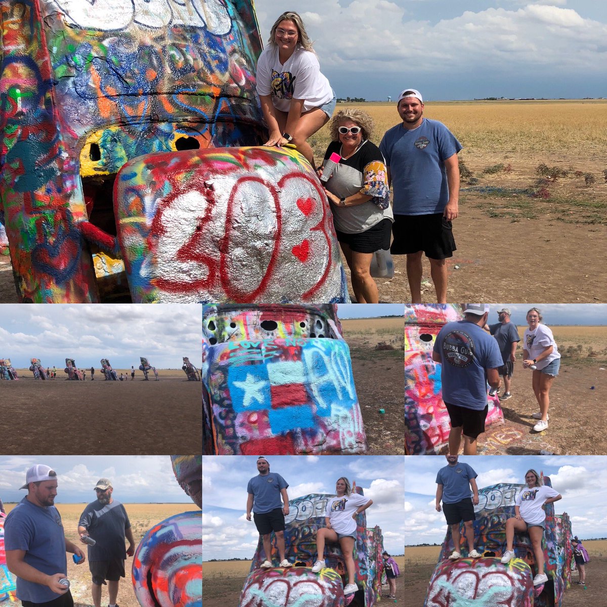 krittle24f's tweet photo. Cadillac Ranch is a MUST DO &amp; SEE if you are ever in Amarillo! Super cool! ❤️#BYARS4 #vaca2020 #CObound @ashlyn_jaide @DylanByars https://t.co/h75xjHC4Zy