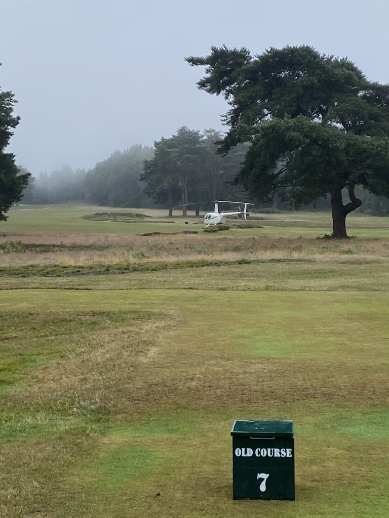 SomersetRichard's tweet photo. Family fourball on the Old Course at @waltonheath_gc this afternoon.  All was in top order, save for the 9th hole being unplayable due to a temporary immovable obstruction.  Here’s hoping the visitors who dropped in due to the bad weather had a safe onward trip to Suffolk. https://t.co/QmDzvizTRn