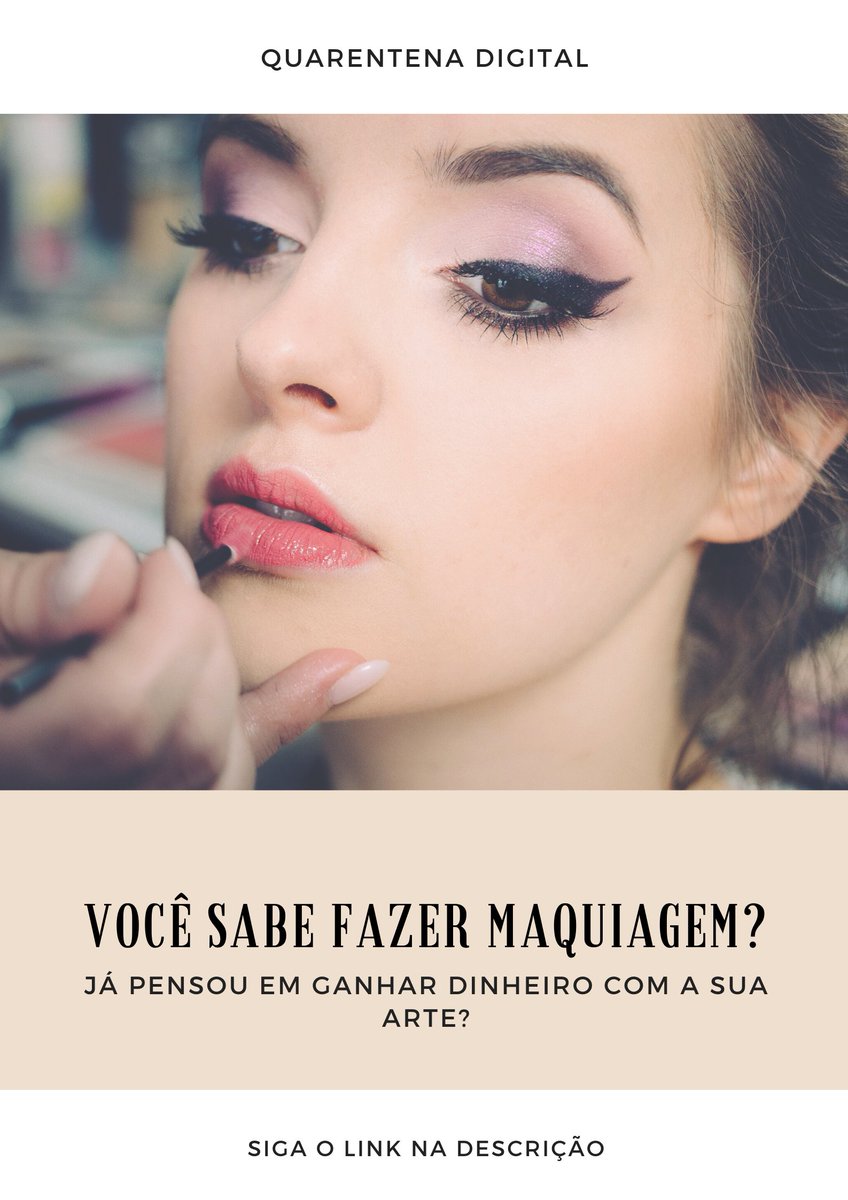 SebastioMSimo1's tweet photo. 🙋 Você sabes fazer maquiagem? 💄👄 
Desejas levar o teu trabalho a mais pessoas e aumentar a sua lista  de clientes? Tens espírito empreendedor e pretendes se tornar autónoma?
A Quarentena Digital tem pra si um e-book📘 que te vai mostrar o passo a passo. https://t.co/k3SZ72vK8M https://t.co/PBqNXWFCT5