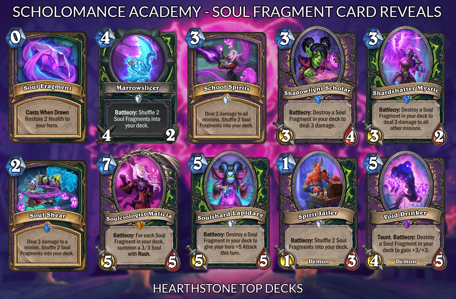 Stipendium Sukkerrør Mission Hearthstone Top Decks💙 on Twitter: "Soul Fragments is the new mechanic for  Demon Hunter &amp; Warlock. You shuffle them into your deck, and then  either draw for free healing or "spend" with