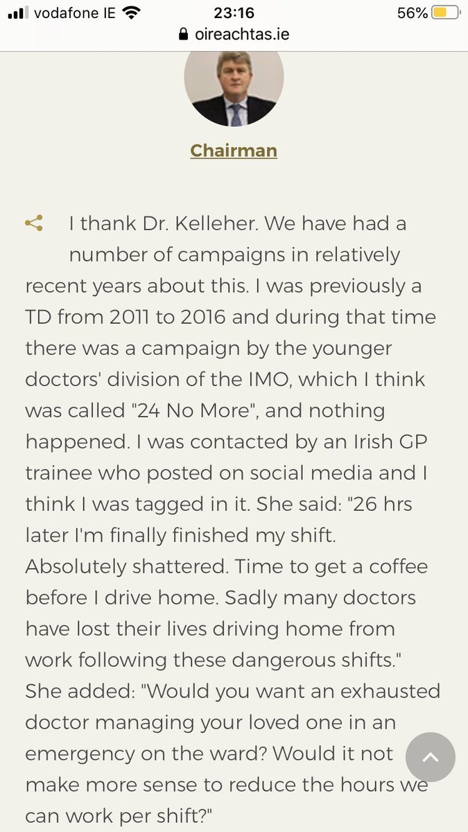  @DrMarianneH  @MlMcNamaraTD mentioned your post call tweet in the Special Committee Covid debate  https://twitter.com/drmarianneh/status/1283683608616734720?s=21 He also mentioned the  #24NoMore campaign and how nothing seems to have happened. Unfortunately still going on! 2/