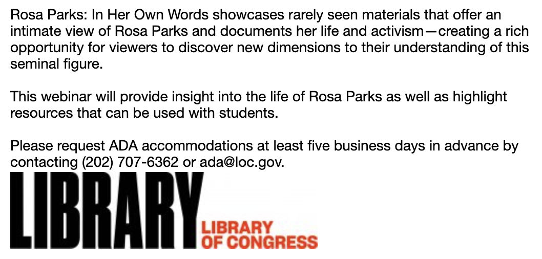 ncte's tweet photo. Join NCTE Vice-President @ValerieKinloch Wednesday, July 29 at 2:00 p.m. ET where she will be a panelist on @TeachingLC's webinar, "Rosa Parks: In Her Own Words." Register now: https://t.co/zN3ZsYKAHf https://t.co/AoPev64fec