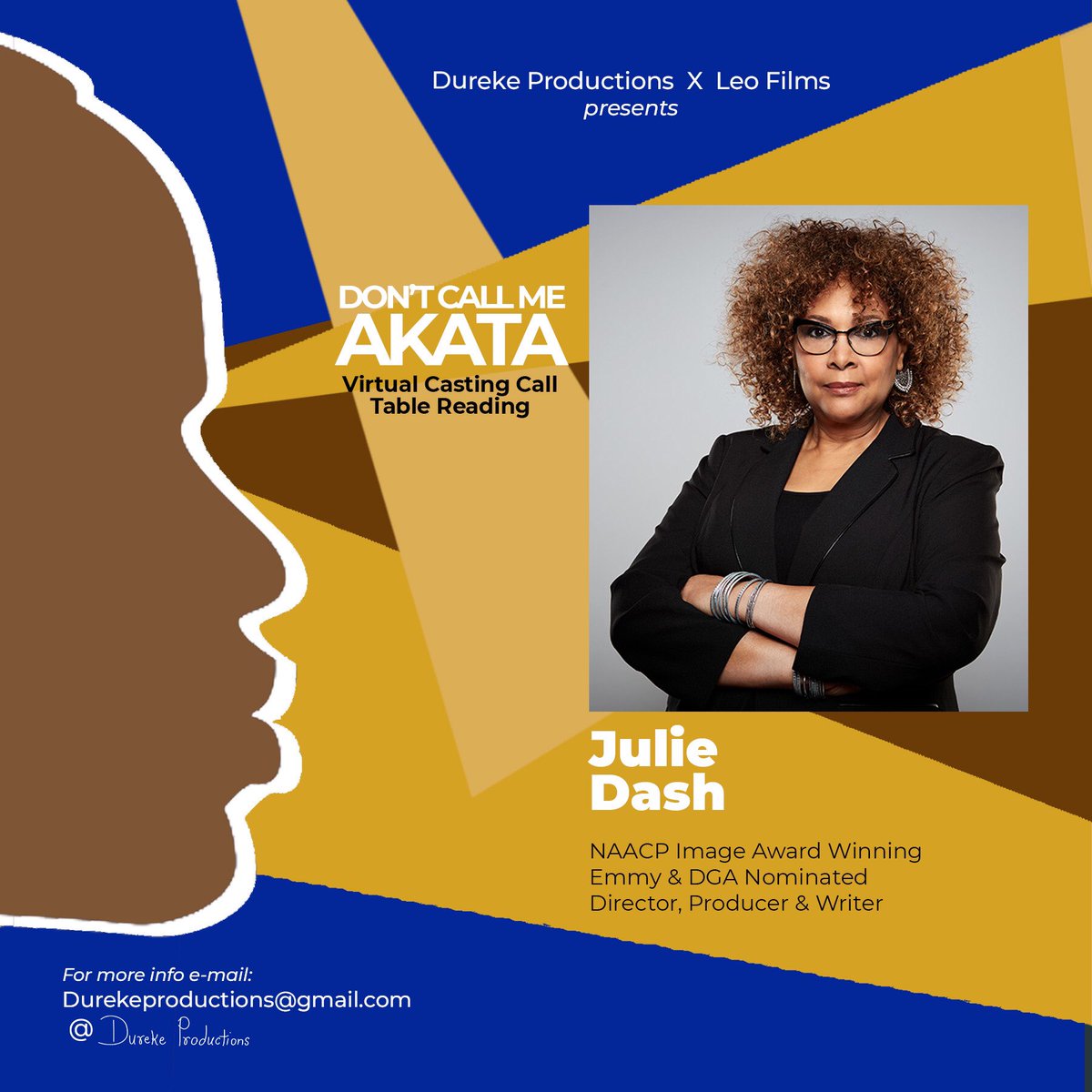 DurekeProd's tweet photo. Calling ALL Actors @DurekeProductions and Leo Films Presents: DON’T CALL ME #AKATA
Virtual #CastingCall / #TableReading.
If you are an #actor and would like a chance to be casted in this #film please email DurekeProductions@gmail.com for more information.
#DurekeProductions #DMV https://t.co/xADJEwhi31