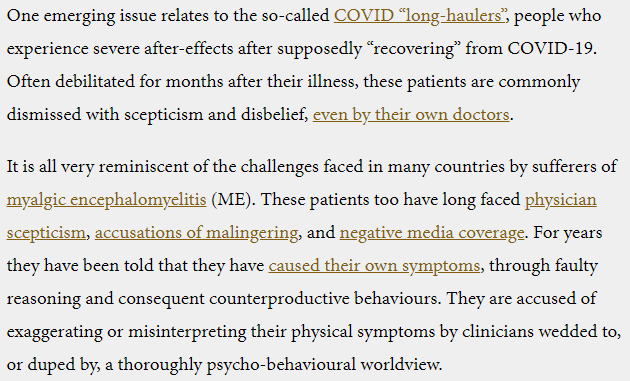 New: “Post-Covid syndrome, Myalgic Encephalomyelitis, and the recurring pseudoscience of mass hysteria” (July 27) by Prof Brian Hughes https://thesciencebit.net/2020/07/27/post-covid-syndrome-myalgic-encephalomyelitis-and-the-recurring-pseudoscience-of-mass-hysteria #longhaulers  #LongCovid  #COVIDー19  #COVID  #MEcfs  #CFS  #MyalgicE  #MyalgicEncephalomyelitis  #ChronicFatigueSyndrome1/n