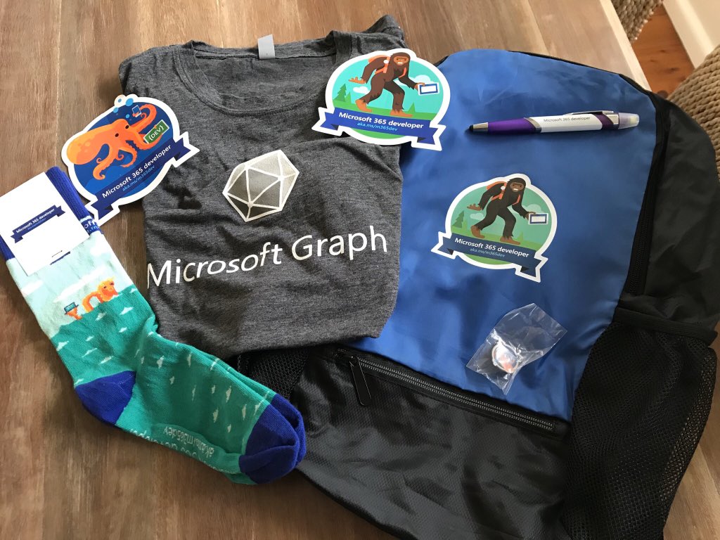 CameronDwyer's tweet image. 📦 It’s exciting when the package at your door is from Redmond! Some awesome #Microsoft365Developer swag - thank you 🤗 Can’t get me enough socks! 🧦 Thanks @beth_panx and the awesome #MicrosoftGraph Toolkit team 💛 🦒