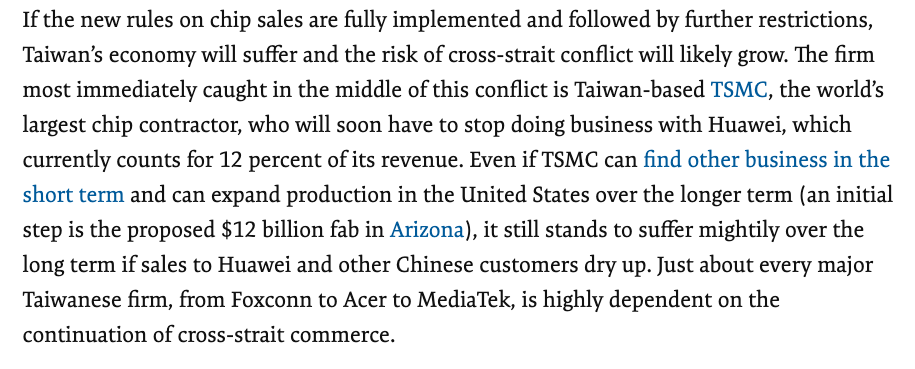 Second is this paragraph, where Kennedy argues that Huawei represents a deep blow for TSMC's business. This is overblown. To understand why, we need to understand what business TSMC is in as a pure-play foundry. 12/n