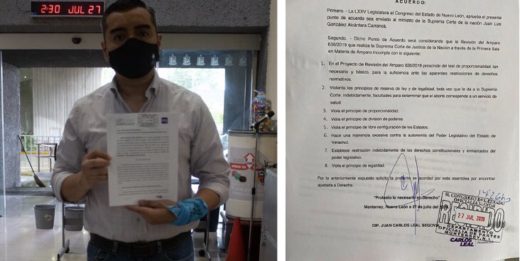 JavierdeZC's tweet photo. Todo el apoyo a diputados como @ElsaAMendezB1 y @carlosleal qué exhiben la falta de legalidad en los intentos del ministro Carrancá para legalizar el aborto.

Sin duda México necesita más legisladores como ustedes.👏🏻 #CorteAbortoNo #MexicoEsProvida https://t.co/Jkw9A8muDs