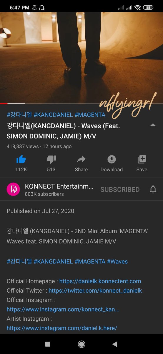 winklejh's tweet image. √ kang daniel - waves (200727) #StreamWaves @konnect_danielk youtu.be/SlNTVljJf3g
