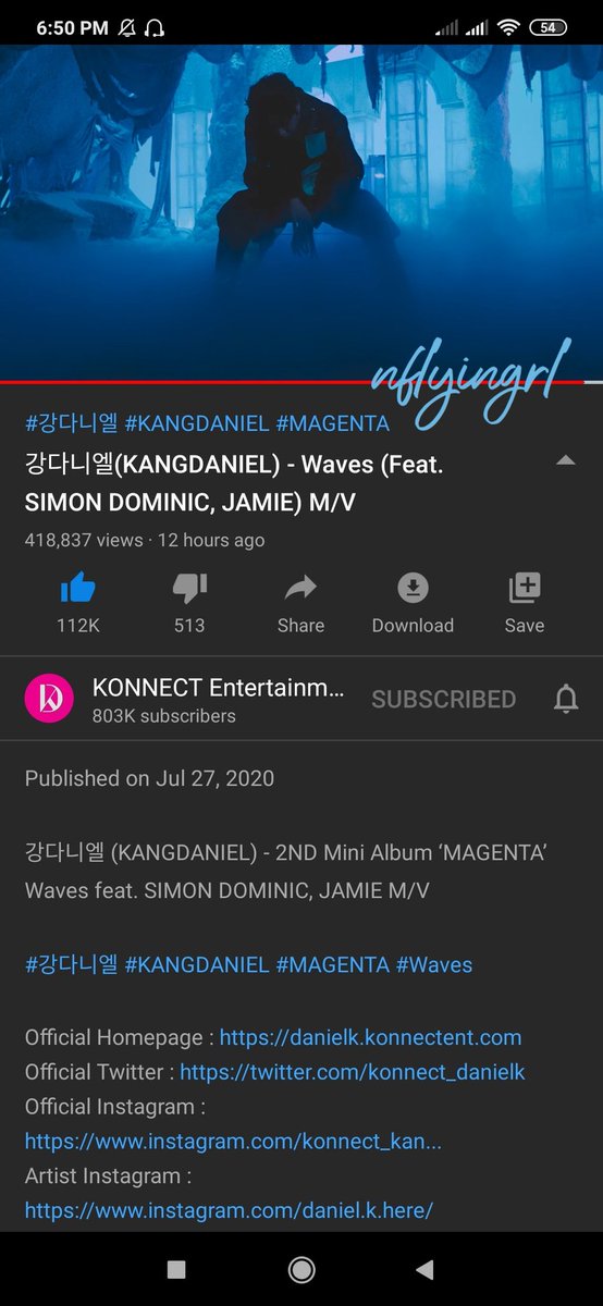 winklejh's tweet image. √ kang daniel - waves (200727) #StreamWaves @konnect_danielk youtu.be/SlNTVljJf3g