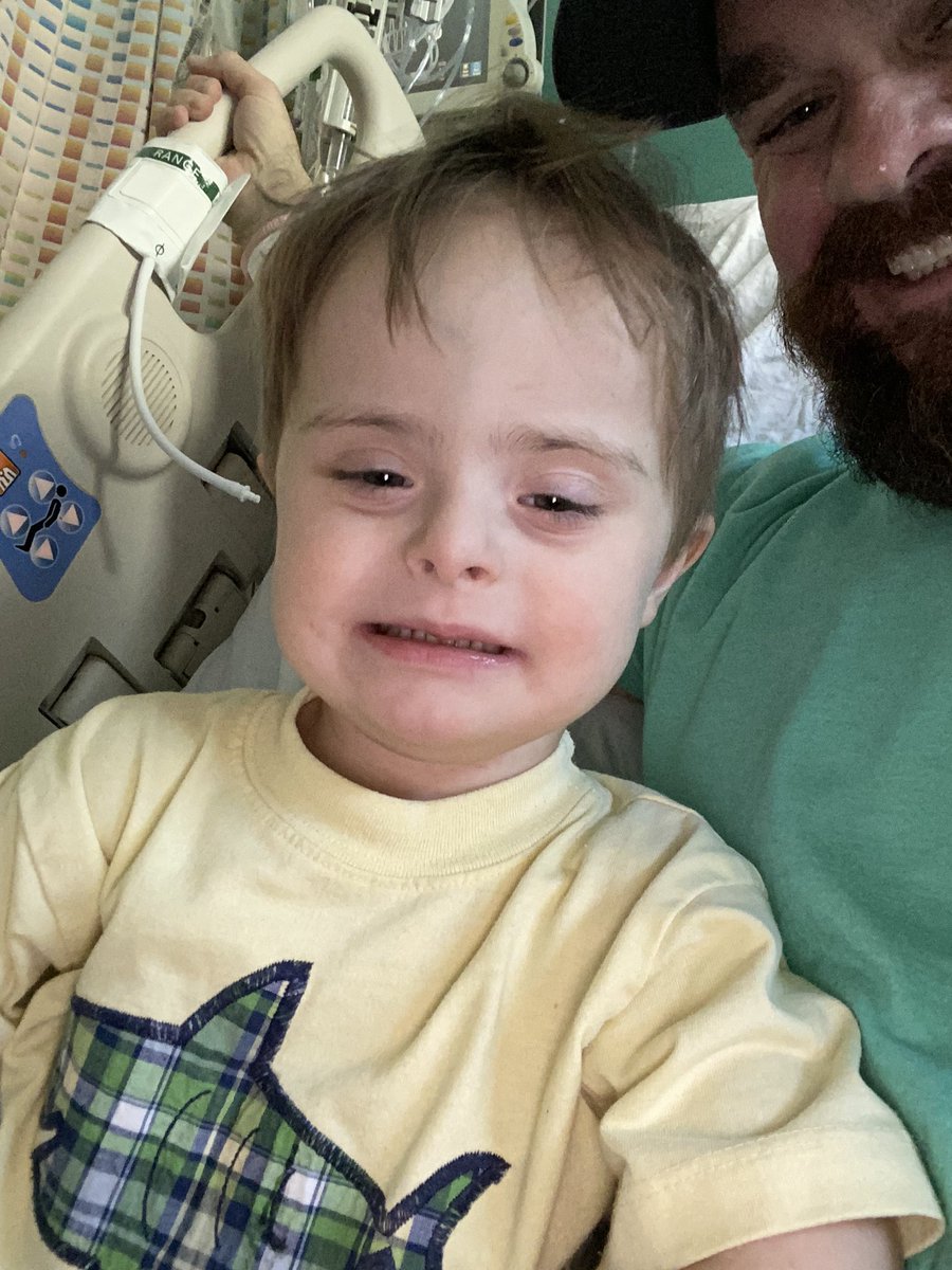 Grahams_jrnyDS's tweet photo. Second treatment last night. Seems to be handling it well. He’s sleepy. Love this little man so much. #prayforgraham #nothingdown #DownSyndrome #leukemia https://t.co/TeN8TCODSc