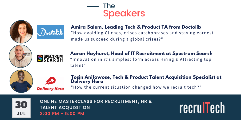 TechStartupJobs's tweet photo. This week is our recruITech July 2020, meet our speakers and Grab your ticket 🎫 here https://t.co/BejH56eiT1 #Recruiting #Recruitech #HR #HRTechniques #HiringTalent https://t.co/XDzyffpO5Z