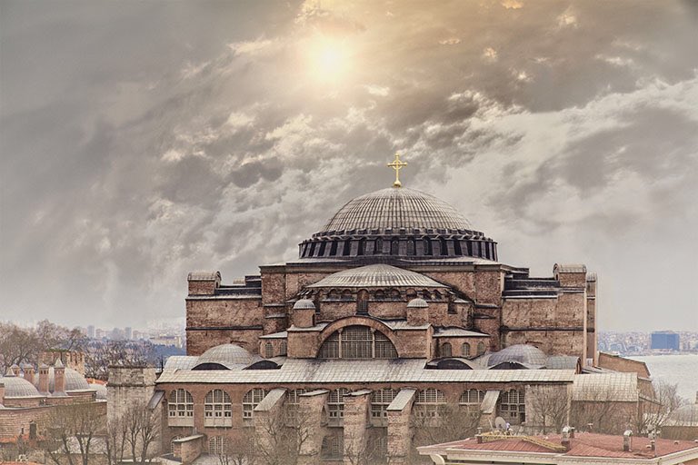 Hagia Sophia (Greek), known in Turkish as Ayasofya, in Latin as Sancta Sophia, in English as Holy Wisdom or Divine Wisdom, is a cathedral built in Constantinople around the year 537 AD, that is, about 1,500 years ago by the Byzantine, Eastern Roman Emperor, Justinian.