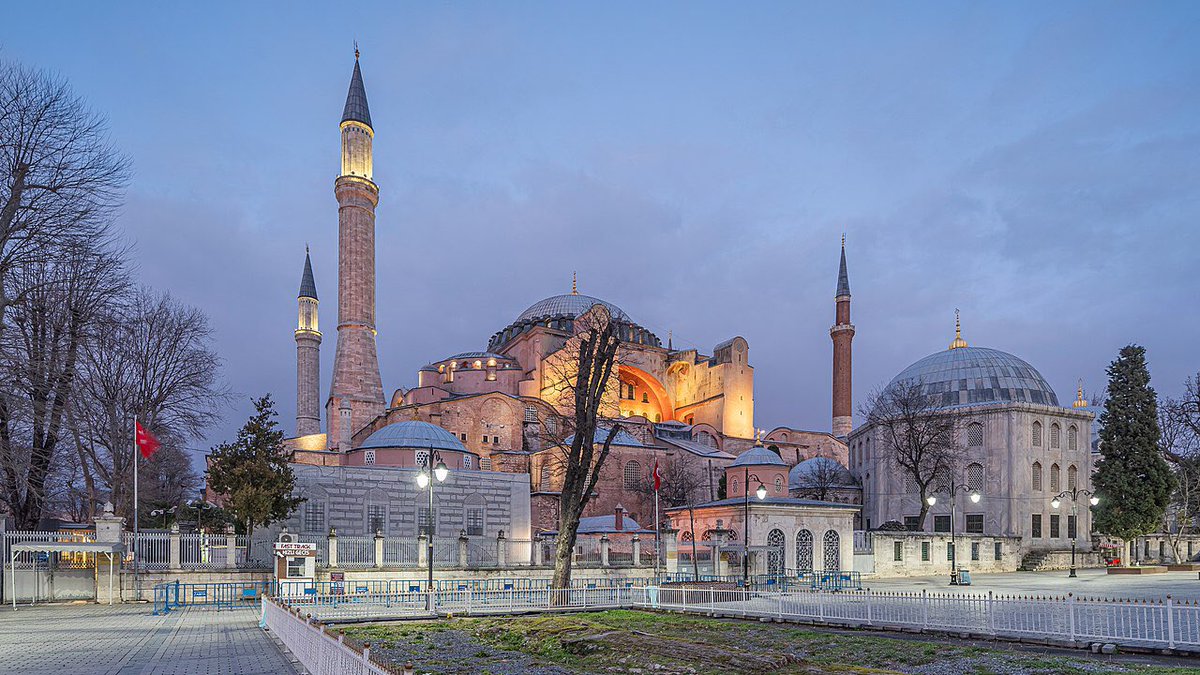 Around the mid 1400s, Constantinople fell and was captured by Moslem forces of the Ottoman Empire. Hagia Sophia was looted and ordered turned into a mosque. Several minarets were added over the centuries and adaptations made in the interior to accommodate Moslem worship.