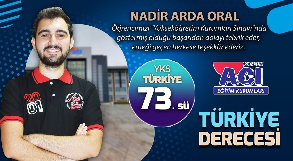 YKS Türkiye 73. sü olan öğrencimiz Nadir Arda Oral’ı kutlar ve bu başarıda emeği geçen herkese teşekkür ederiz.