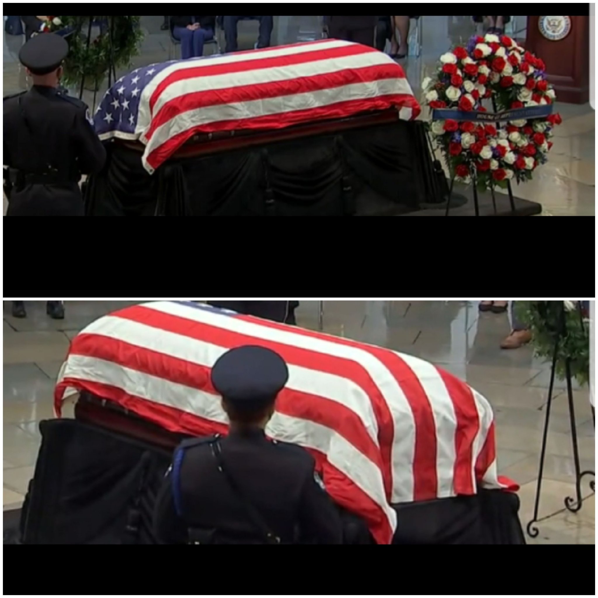 Wrinkled flag on online coffin