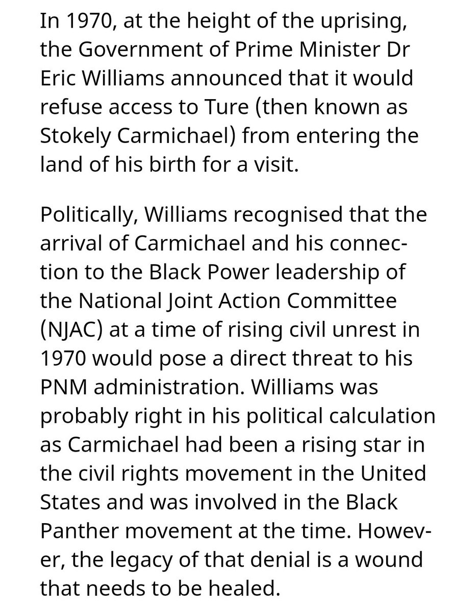 And just like the great Marcus Garvey, he was also banned from Trinidad due to his Pan-African ideology in 1970. The same origin country yall use to throw in our faces didn't even let him return until 1996, two years before he DIED.