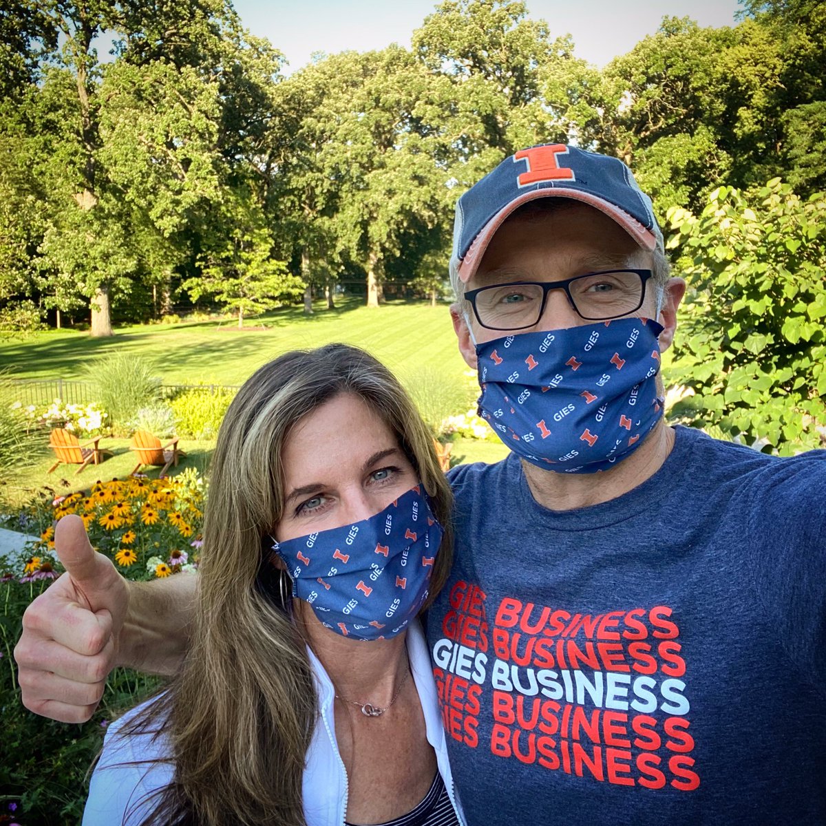 giesbusiness's tweet photo. This is Larry and Beth.
Larry and Beth are Illini.
Larry and Beth are responsible.
Larry and Beth wear their masks and practice social distancing when in public.
Be like Larry and Beth. 

#WeAreGIES 😷 https://t.co/lXusQ3y7kg