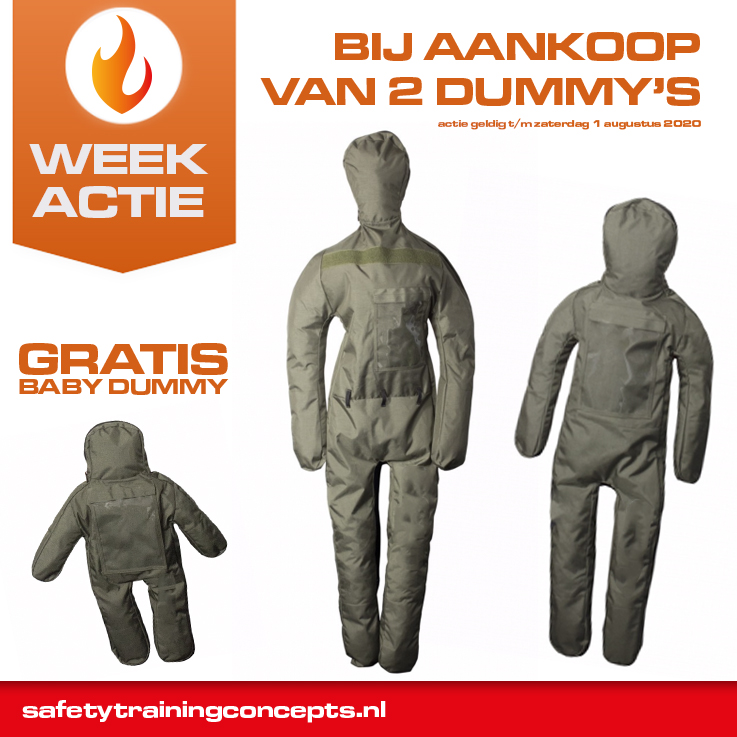 Bestel via de website 2 oefenpoppen en u ontvangt deze week een "GRATIS" Baby dummy.
De oefenpoppen zijn geschikt voor verkenning/ontruimingsoefeningen maar ook als oefeningen voor technische hulpverlening. Voor info zie
safetytrainingconcepts.nl