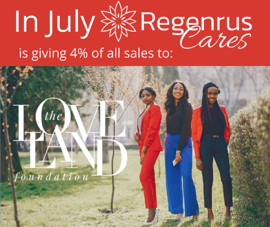 Friendly reminder July 31st is the last day for Regenrus' purchases giving 4% to The Love Land Foundation. You Voted, and the results are in! In August, we will be donating 4% to World Central Kitchen:Chefs for America program. #RegenrusCares  #LoveLandFoundation #chefsforamerica