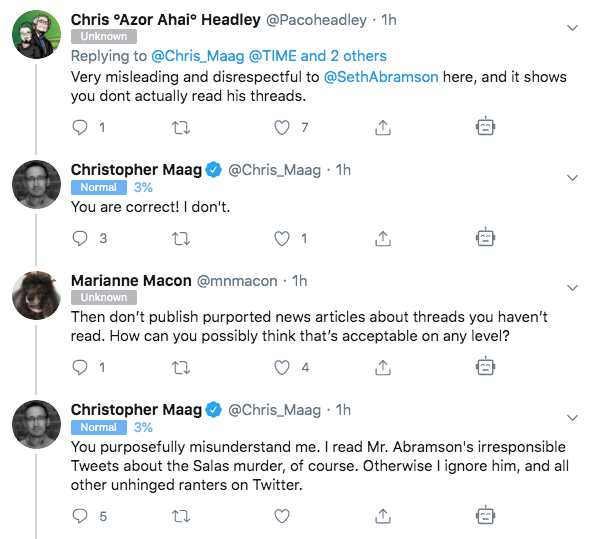 UPDATE/ Having *armchair-diagnosed* Roy Den Hollander's attempted assassination as being motivated by mental illness, Maag now calls me crazy, too. If Maag accidentally trips over doing any journalism on the Salas case, I'll let you all know. For now, it's just a Luddite ranting.