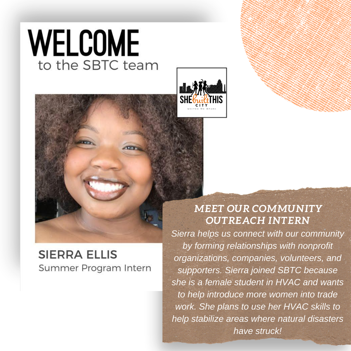 SheBuilThisCity's tweet photo. We would like to introduce you all to our new interns Sierra and Taylor. We are so lucky to have them on the team!
 #SBTC #womeninconstuction #womenintrades #WomenSupportingWomen #womenempowerment #internship https://t.co/16z0Eh9wfC