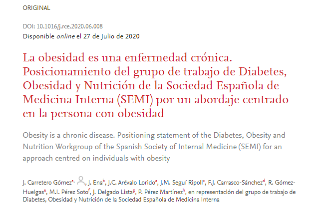 Sociedad_SEMI's tweet photo. 🆕📋"Obesity is a chronic disease. Positioning statement of the Diabetes, Obesity and Nutrition Workgroup (@Diabetes_SEMI) of the Spanish Society of Internal Medicine (@Sociedad_SEMI) for an approach centred on individuals with obesity"
🔗https://t.co/DJRfFScp34 @RevClinEsp (2/2) https://t.co/jq1MIbusYt