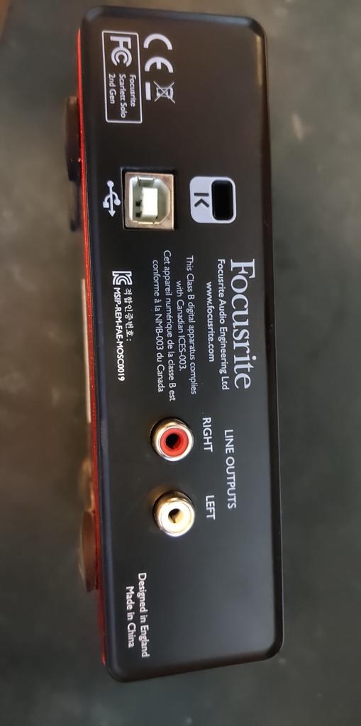 Getting rid of some streaming gear for cheap.

Focusrite Scarlett Solo 2nd Gen Audio Interface

2 in / 2 out USB 2.0 with 1 Scarlett mic preamp &amp; 1 instrument input.

$50 + shipping. USA only.