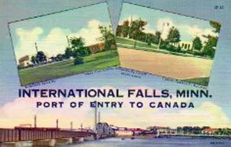 MnLibHistory's tweet photo. Another civic pride #LibraryPostcardMonday featuring the International Falls Public Library. It is still in the same building. It recently reopened with its regular summer hours after being closed during quarantine. This picture shows the library as many think of IF-snow-covered. https://t.co/t0j2tCvBXl