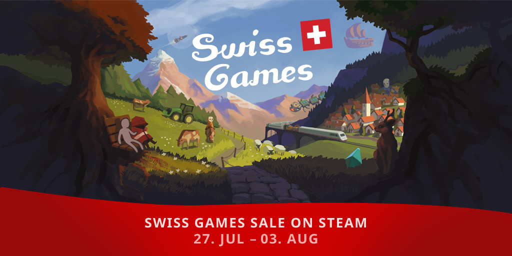CinnoManGames's tweet photo. As our national holiday approaches, let's celebrate #SwissGames with a big sale on Steam! 

There's meditative journeys, superb simulators, intense multiplayer experiences,  arcade games...everything! Who needs fireworks, anyway?! 😉

https://t.co/uR8wrl8xAZ

#SwissGamesSale https://t.co/hlBZqNv79v