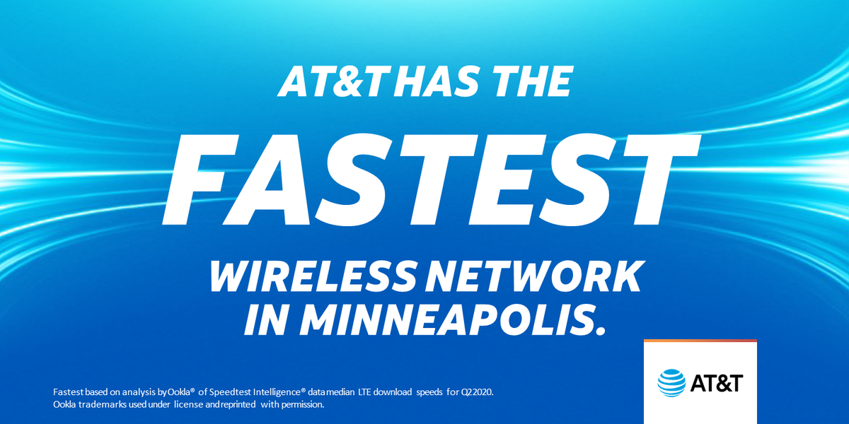 AT&amp;T speed tops the charts! AT&amp;T is #Minneapolis’s fastest wireless network. Come visit us at your local #ATT store. Learn more at go.att.com/N3FN1.  #ATTEmployee #fastestwirelessnetwork
