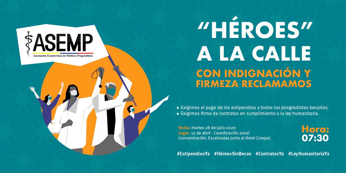 postgradistasEC's tweet photo. #LeyHumanitariaYA 
#PosgradistasUNIDOS 

#Dia4 La Ley NO se cumple 

Quien decide CUMPLIR La Ley en 🇪🇨?

Que las autoridades que persisten en NO cumplir la #LeyHumanitaria se hagan responsables. 

Nuestros hermanos #ASEMPCuenca son el inicio

#RespetoAlMedicoPosgradista @Lenin https://t.co/bNTCj4PBBO
