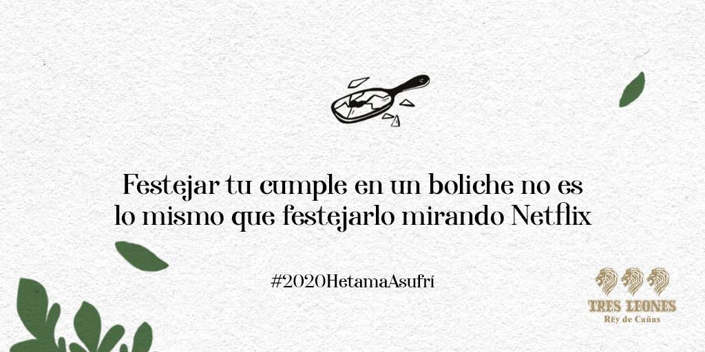 Esto nos pasa por habernos burlado de los que cumplieron años en abril.
¡La lista de cumples arruinados sigue! 🎂

#2020HetamaAsufrí #TresLeones #ReyDeCañas