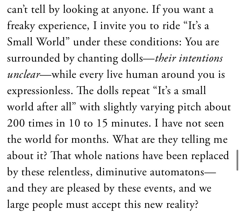 How he didn’t understand that It’s A Small World is a child’s ride, and a timely attraction to all because it was built for international unity.