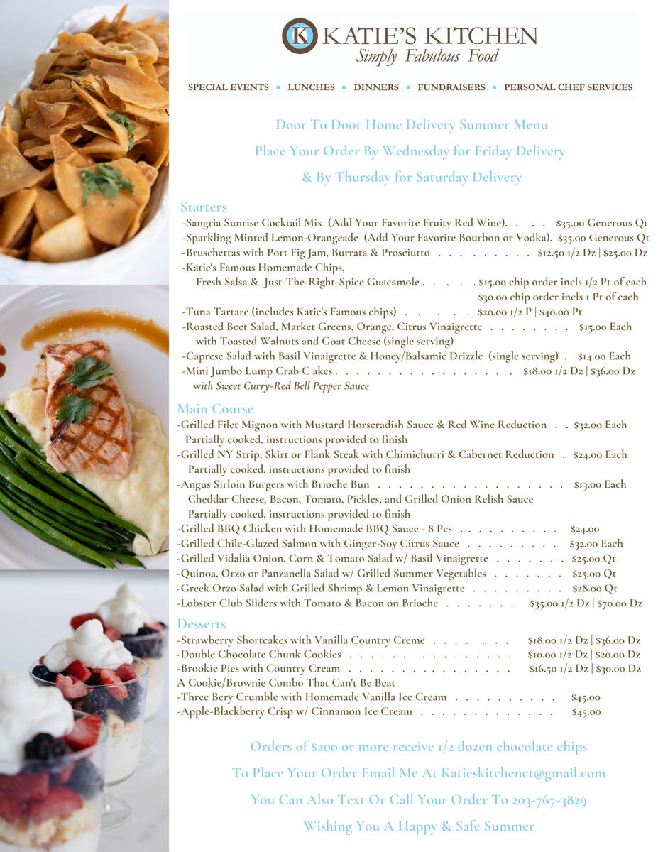 KatiesKitchenCT's tweet photo. Offering Safe Home Gourmet Food Delivery Now!! https://t.co/E4Aq7T24QS