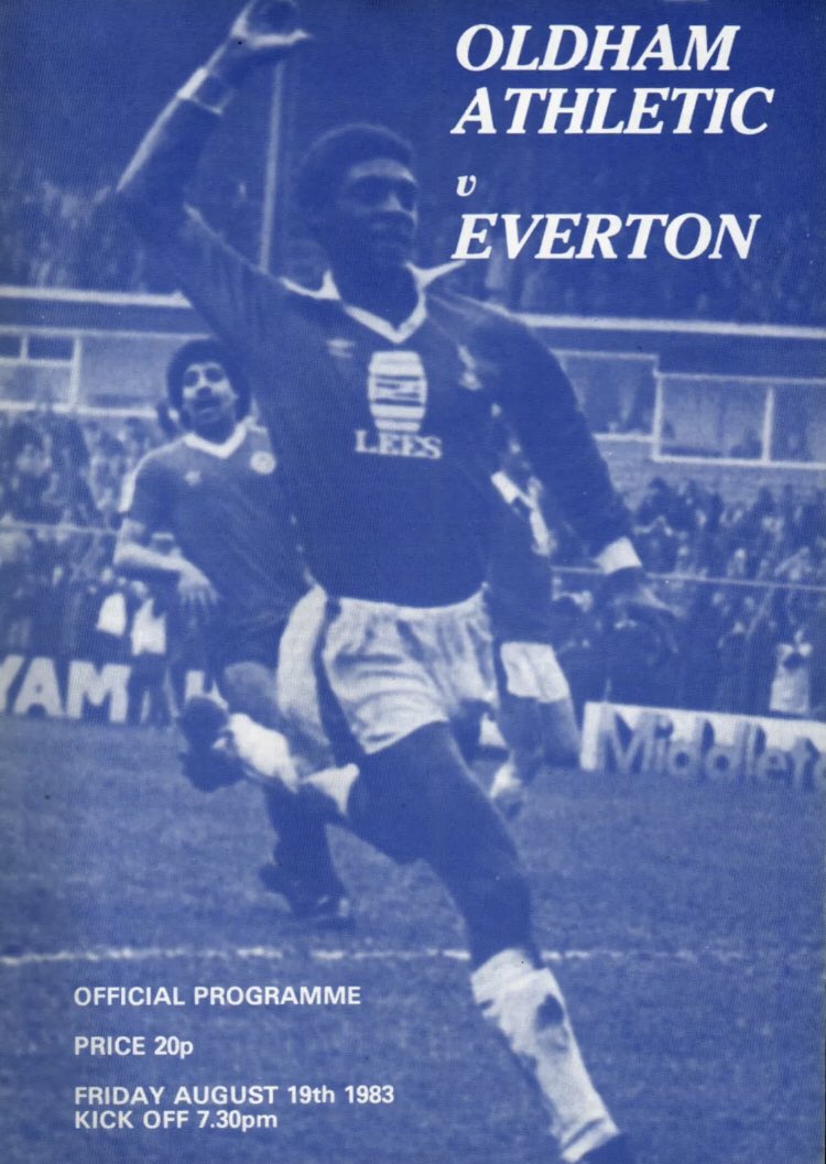 #37 Oldham Athletic 0-2 EFC - Aug 19, 1983. Howard Kendall’s Blues made a Friday night trip to face Joe Royle’s Latics at Boundary Park. Goals from Peter Reid & youngster Stuart Rimmer gave EFC victory. 8 days away from the start of one of the most pivotal seasons in EFC history.