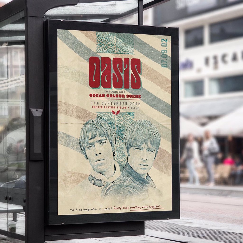 GlennSweeney7's tweet photo. New / old poster design. A cracking night in 2002. Rock N Roll stars everywhere in Derry 🤘🏻🎸 #oasis #derry #prehen https://t.co/ty8YvSyHJu