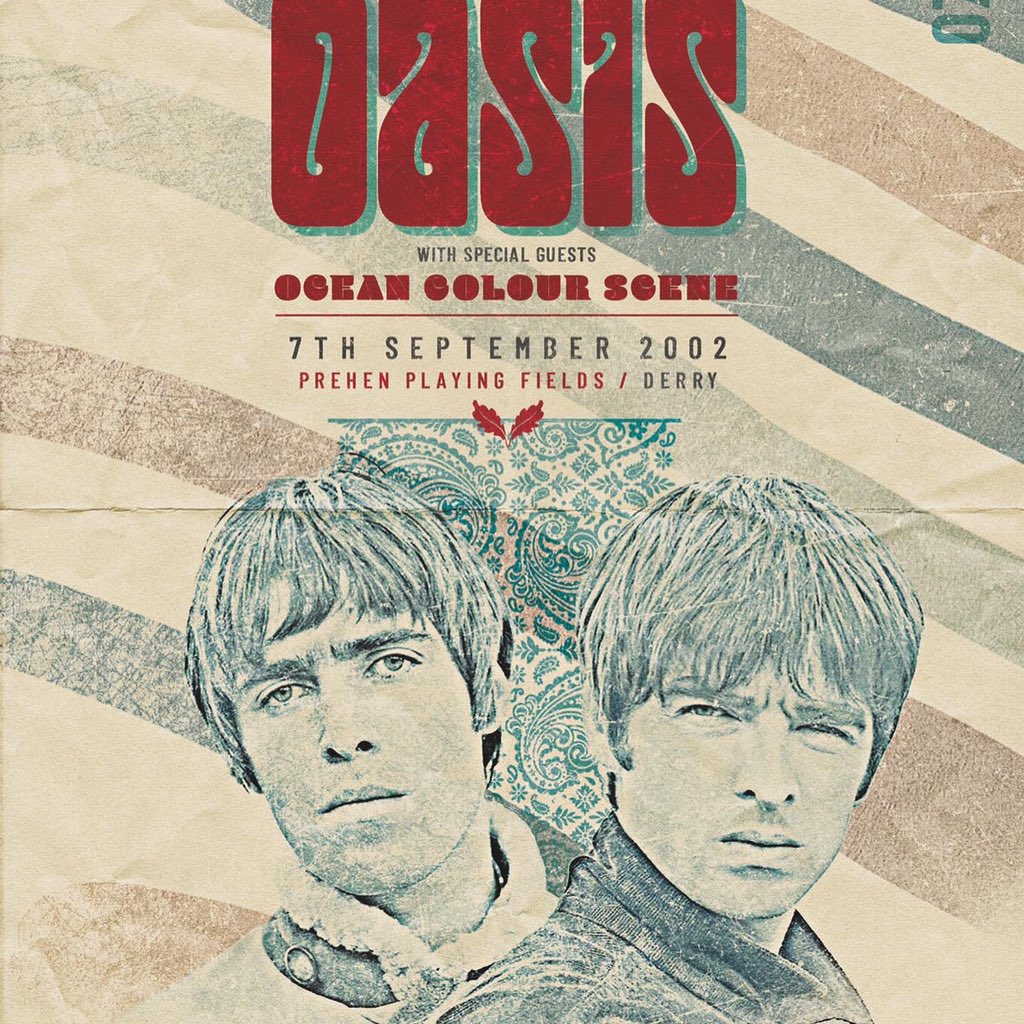 GlennSweeney7's tweet photo. New / old poster design. A cracking night in 2002. Rock N Roll stars everywhere in Derry 🤘🏻🎸 #oasis #derry #prehen https://t.co/ty8YvSyHJu