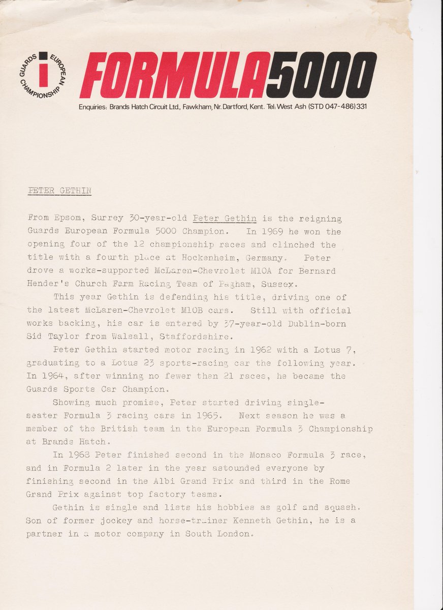 UnracedF1's tweet photo. Perhaps the first insane motorsport series that existed the Formula 5000, with all kind of open wheelers entering.  

Here some info of the 1970 drivers (sadly all of them are already dead) Peter Gethin, Frank Gardner, Alan Rollinson.  #Autosport #Formula5000 #F5000 https://t.co/zFxqxD9w4L