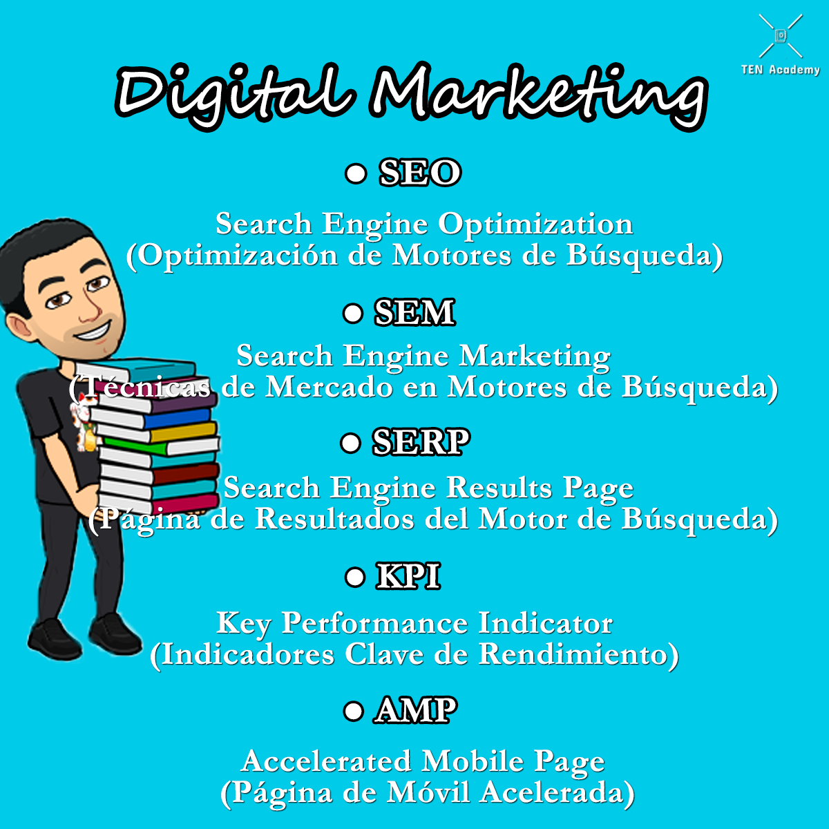 ¡Más conceptos de marketing digital! 🔝
Si quieres saber más, visita nuestra web 📲
👉 bit.ly/3g5ncZB 👈

#TENAcademy #digitalmarketing #socialmedia #socialnetwork #glossary #communitymanager #SEO #SERP #SEM