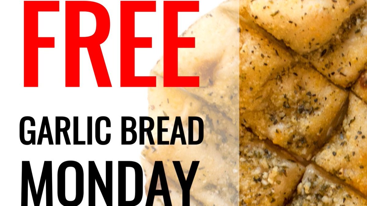 There is one good thing about Mondays - FREE Garlic Bread with any pre-tax food order over $25. Use promo code: BADDMONDAY

#baddmonday #baddpizza #baddpizzamclean #baddpizzafallschurch #baddpizzasouthriding #freegarlicbread